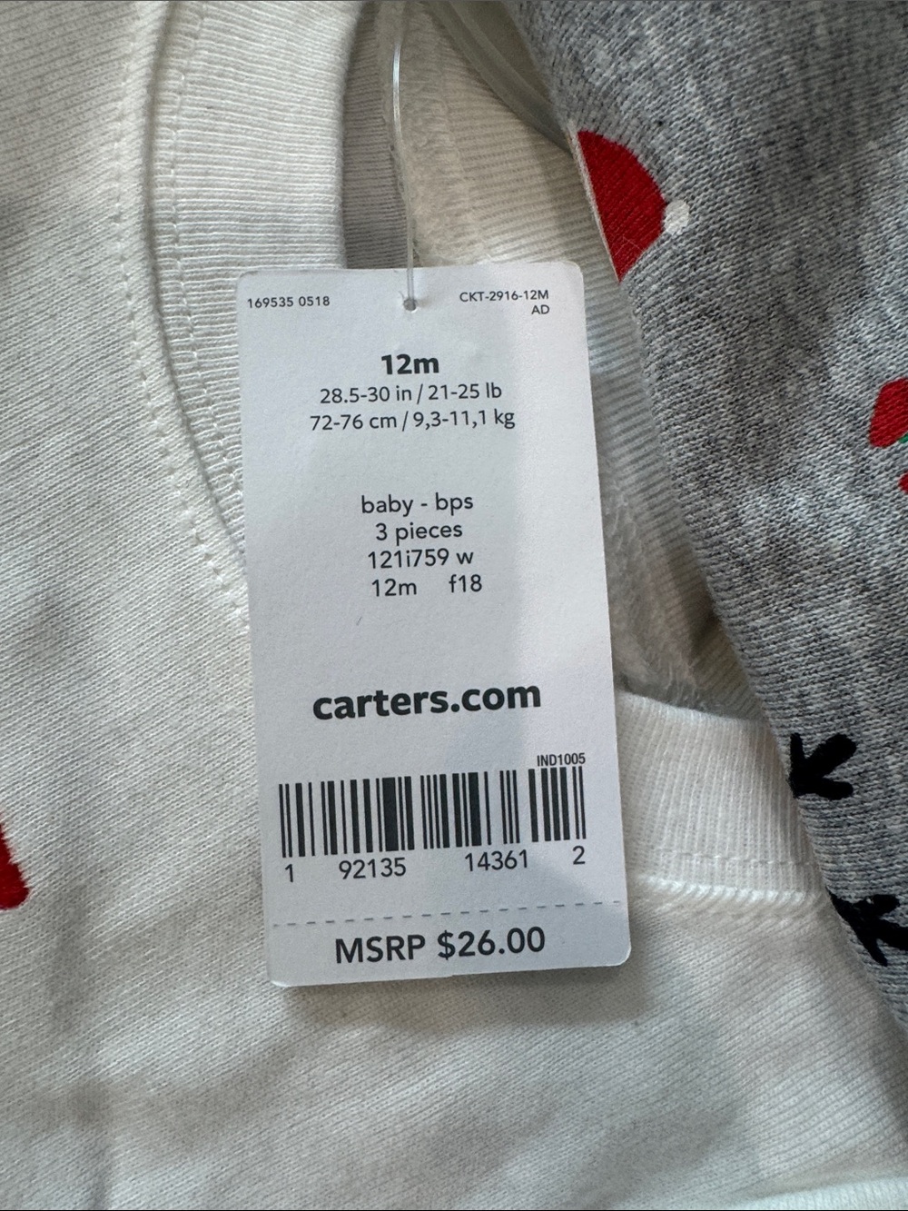 Three-Piece Carter's Reindeer Matching Set - Picture 2 of 4